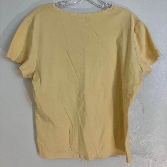 Vintage 90s Croft & Barrow Stretch Round‎ Neck Yellow T-shirt - Picture 4 of 4
